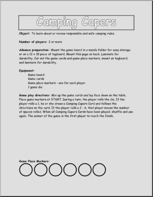 Board Game: Camping Capers (b/w)