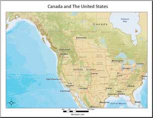 Clip Art: Canada and United States Map Color