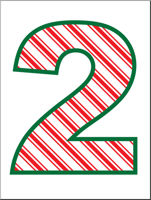 Clip Art: Number Set 4: Candy Cane 02 Color