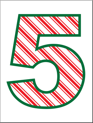 Clip Art: Number Set 4: Candy Cane 05 Color