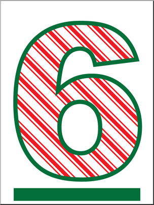 Clip Art: Number Set 4: Candy Cane 06 Color