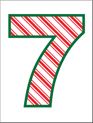 Clip Art: Number Set 4: Candy Cane 07 Color