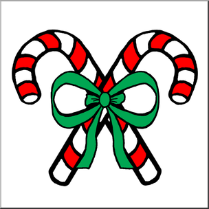 Clip Art: Candy Canes and Bow Color