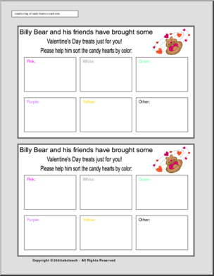 Candy Heart Sort (primary) Worksheet