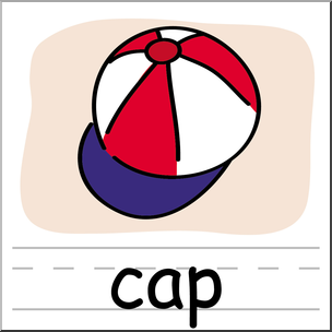 Clip Art: Basic Words: Cap Color Labeled