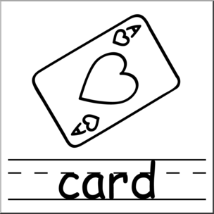 Clip Art: Basic Words: Card B&W Labeled