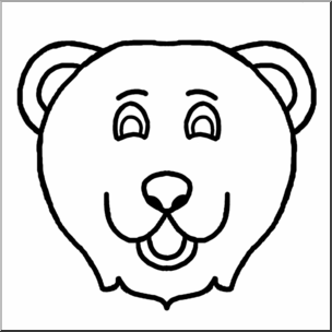 Clip Art: Cartoon Animal Faces: Bear B&W