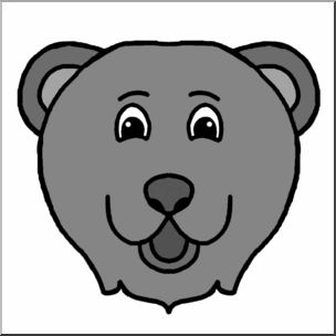 Clip Art: Cartoon Animal Faces: Bear Grayscale
