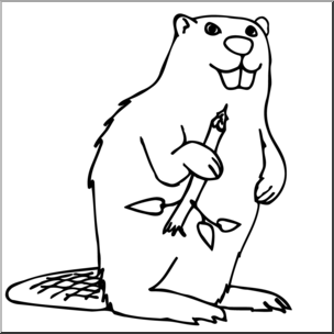 Clip Art: Cartoon Beaver B&W