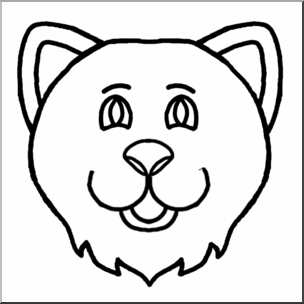Clip Art: Cartoon Animal Faces: Cat B&W