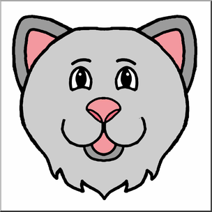 Clip Art: Cartoon Animal Faces: Cat Color