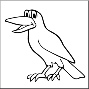 Clip Art: Cartoon Crow B&W – Abcteach