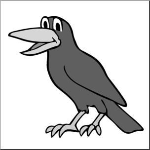 Clip Art: Cartoon Crow Grayscale – Abcteach