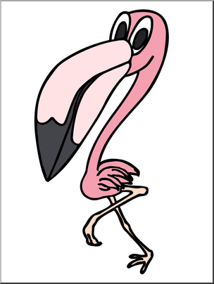 Clip Art: Cartoon Flamingo Color
