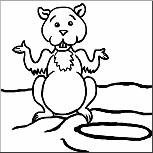 Clip Art: Cartoon Groundhog 1 B&W