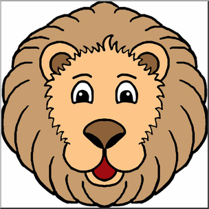 Clip Art: Cartoon Animal Faces: Lion Color – Abcteach