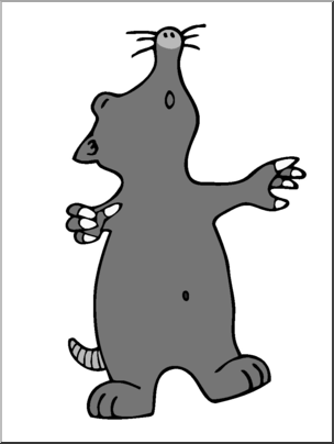 Clip Art: Cartoon Mole Grayscale