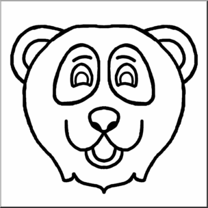 Clip Art: Cartoon Animal Faces: Panda B&W