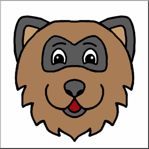Clip Art: Cartoon Animal Faces: Racoon Color