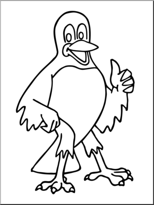 Clip Art: Cartoon Robin B&W