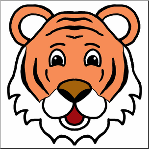 Clip Art: Cartoon Animal Faces: Tiger Color