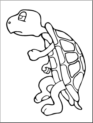 Clip Art: Cartoon Turtle 3 B&W