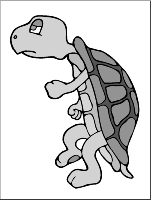 Clip Art: Cartoon Turtle 3 Grayscale