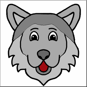 Clip Art: Cartoon Animal Faces: Wolf Color – Abcteach
