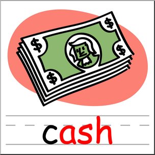 Clip Art: Basic Words: -ash Phonics: Cash Color