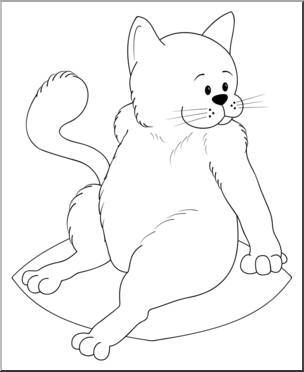 Clip Art: Cartoon Cat 2 B&W