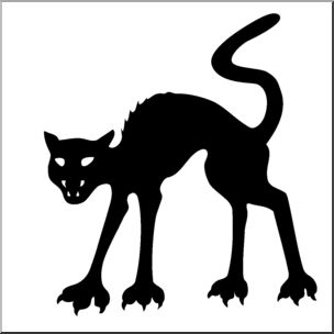 Clip Art: Halloween Silhouettes: Cat B&W