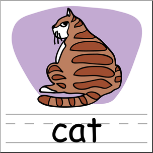 Clip Art: Basic Words: Cat Color Labeled