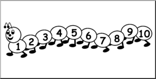 Clip Art: Counting Caterpillar B&W Labeled