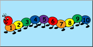 Clip Art: Counting Caterpillar Color 01 Labeled