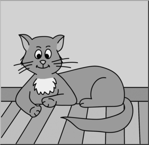 Clip Art: Cartoon Cat 1 Grayscale
