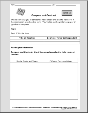 ELA: Compare and Contrast News (grades 4-5)