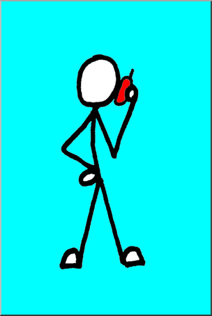 Clip Art: Stick Guy Cell Phone Color
