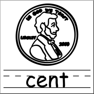 Clip Art: Basic Words: Cent B&W Labeled