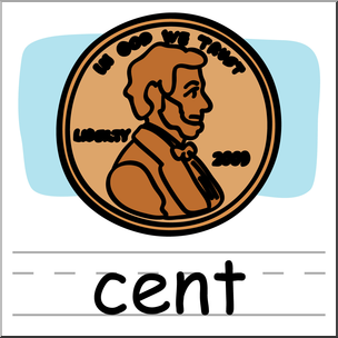 Clip Art: Basic Words: Cent Color Labeled