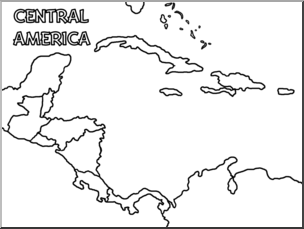 Clip Art: Central America Map B&W Blank