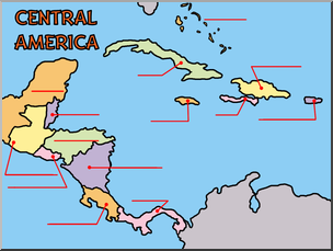 Clip Art: Central America Map Color Unlabeled