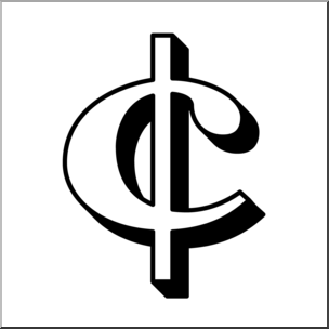 Clip Art: Money: Cent Sign 2 B&W