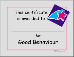 Certificate: Good Behaviour Star (uk spelling)