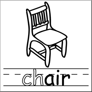Clip Art: Basic Words: -air Phonics: Chair B&W