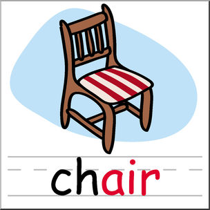 Clip Art: Basic Words: -air Phonics: Chair Color