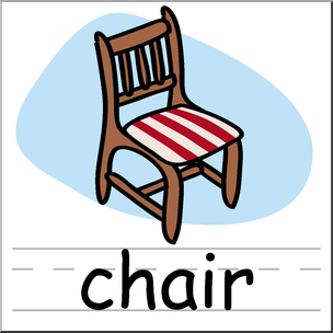 Clip Art: Basic Words: Chair Color Labeled
