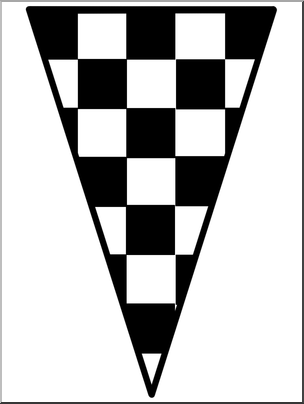 Clip Art: Racing: Checkered Flag Pennant B&W
