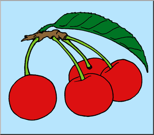 Clip Art: Fruit: Realistic Cherries Color 2