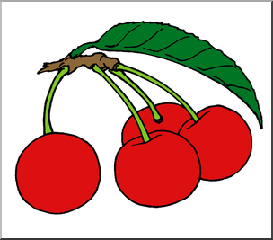 Clip Art: Fruit: Realistic Cherries Color 1