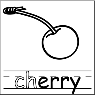 Clip Art: Basic Words: -erry Phonics: Cherry B&W